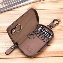 Real Leather Key Bag Mens Large Capacity Multifunction Lock Spoon Bag Female Head Layer Bull Leather Zipped Waist Hang Upscale Car Key Bag