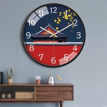 New Chinese watch and clock wall clock living room home creative modern light luxury clock quartz clock bedroom silent hanging watch Wall