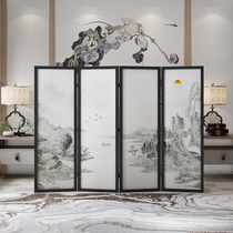 New Chinese landscape screen partition sofa living room folding mobile office Hotel entrance barrier solid wood