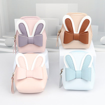 Korean Wind Fashion Cute Teenage Girl Hearts Rabbit Ears Butterfly Knot Zero Wallet Coin Bag bag Key buckle zipper Short