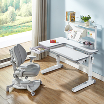 COMLEWU made in China double lift L type childrens learning table and chair set with reading desk solid wood writing table and chair