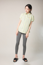 Womens literary and artistic fresh short-sleeved plaid quick-drying shirt princess sleeve high value