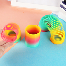 June 1 gift childrens toy rainbow circle telescopic spring stacked ring special-shaped magic performance props pull coil