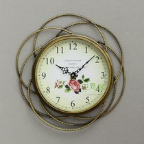 Medium TQJ high quality pastoral wall clock wrought iron wall clock retro style sweeping second mute movement T726