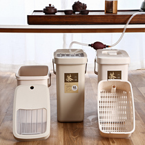 Tea residue bucket Tea bucket Office tea room portable trash can cover with filter and drainage tea props sanitary bucket Plastic
