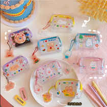 Cute INS Small Bear Transparent Zero Wallet Portable Small Wallet Backpack Pendant Waterproof Small Jelly Bag bag Card Pack