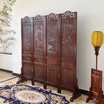 Chinese antique screen partition Dongyang wood carving living room folding screen Solid wood double-sided carving Hotel office entrance