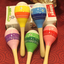 Wooden Sandhammer Rocking Bell Sandballing Infant Puzzle Music Toy Children Musical Instrument Baby early teaching exercise auditory