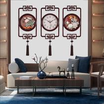 Clock and wall clock living room creative wall clock Chinese style square clock New Chinese silent jade carving decoration quartz clock