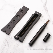 Black sandalwood Agarwood incense burner incense burning set Incense utensils Solid wood incense tube line incense plug sandalwood stove lying incense box