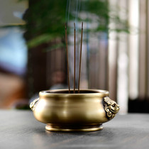 Lion ear worship furnace Household pure copper plate incense sandalwood furnace Indoor antique incense furnace for Buddha incense Xuande Furnace