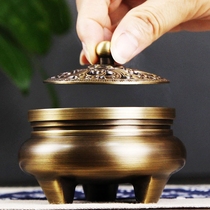 Three-legged incense burner Pure copper household creative plate incense sandalwood furnace Indoor air purification Tea Ceremony incense aroma furnace