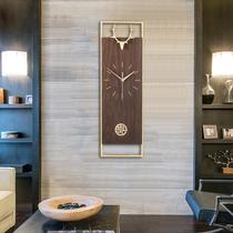 New Chinese light luxury deer head wall clock pure copper non-perforated watch fashion watch atmospheric Chinese style living room home