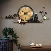 New Chinese watch pure copper light luxury high-end home clock wall clock living room art modern atmospheric decoration quartz clock