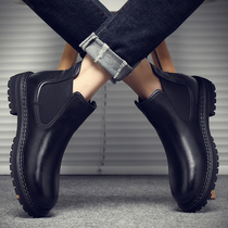 Tide brand fashion handsome British leather Chelsea boots men 2021 Spring and Autumn new mens shoes Joker comfortable Martin boots