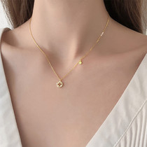 Fashion clover necklace female 2021 New Tide temperament simple light luxury niche design sense sterling silver choker
