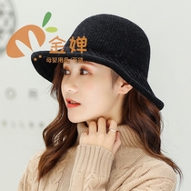 New Hat Lady Spring Autumn Season Pure Color Curl Twill Diagonal Knit Wool Fisherman Hat Warm Fisherman Hat