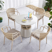 Nordic Outdoor Balcony Dining Table And Chairs Villa Courtyard Yang Guang Room Hotel Folk Garden Outdoor Leisure Rattan Chair Furniture