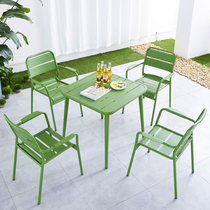 Outdoor courtyard garden balcony casual coffee table outdoor open air Nordic milk tea shop aluminum alloy waterproof color table and chair