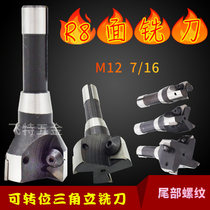 Milling machine R8 Cemented carbide Indexable end mill Triangle blade CNC plane milling cutter DISC Straight shank face milling cutter