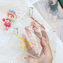 South Korea Ins ultra-thin transparent document sleeve Shiny Small Bear Transparent PVC Meal Card Bag Key Button Zero Wallet Student