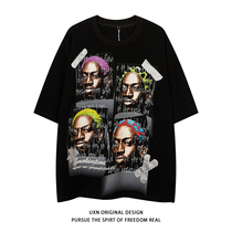 UXNSTUDIO Europe and the United States Tide Brand Street Rodman Printed Short Pomelo T Man High Street Five Pomelo Couple Loose