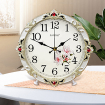 European style clock table clock living room bedroom desktop clock retro creative sitting clock ornaments large simple desktop clock
