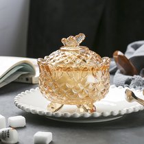 Retro household glass candy jar European dried fruit jar wedding jewelry box desktop sugar storage box jewelry box