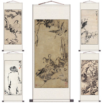 Badashanren calligraphy and painting fish picture silk painting scroll painting new Chinese hanging painting antique painting can be customized mounted Chinese painting