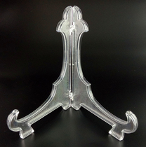 Direct sales plate bracket merchandise samples to display ceramic disc bay triangular folded disc shelves transparent plastic brackets