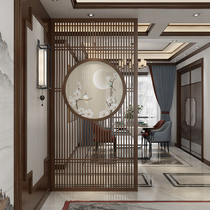 New Chinese style occlusion brake Simple modern solid wood entrance through the top decorative wall screen partition Living room Hotel office