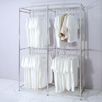 Stainless steel shelving bedroom hanging clothes hanger floor style drying clothes hanger Customized simple wardrobe balcony single-pole hanger