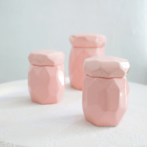 MUSe Garden Creative Ceramic Maiden Heart Diamond Geometry Decorative Candy Jar Snack Jar Storage Jar with Lid