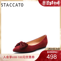 Spring, fashion, leisure, bow, sharp, shallow, flat bottom, square shoes, Q6101CQ8
