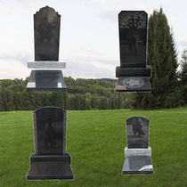 Stone carving tombstone rural burial tomb cemetery double double cave granite marble Chinese black stone tombstone