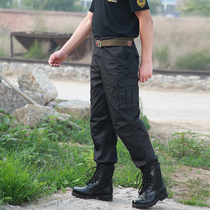 Wholesale black training pants military fan supplies mens training uniforms outdoor wear-resistant grid security loose overalls