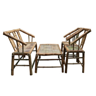茶馆桌椅竹椅子方形竹茶几三人椅竹沙发竹家具老成都竹桌椅四件套