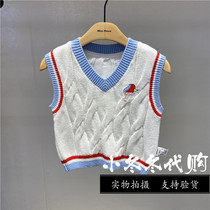F3ECA3232 mini peace Taiping bird childrens clothing 2020 autumn new male childrens knitted vest 299