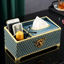 Nordic drawing paper light luxury wind remote control storage coffee table American creative living room home simple desktop tissue box
