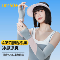 Sun Protection Gloves Womens Anti-UV Summer Thin stretch sleeves Shield Arm Open Riding Electric Car Summer Ice Silk Ice Cuff