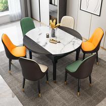Light luxury solid wood dining table and chair combination modern simple variable round table household small apartment foldable telescopic dining table
