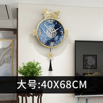 New Chinese timepiece hanging clock Living room Modern light extravagant hanging wall Table Atmosphere Home Fashion Creative Net Red minimalist clock