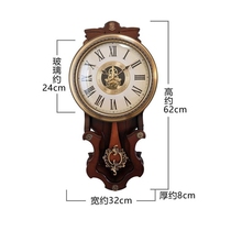 Living room Chinese style hanging bell household retro timepiece Classical wood Antiquity Clock Half machinery Luxury decoration quartz clock