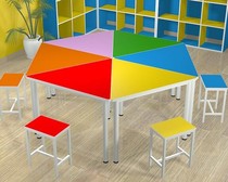 Seven Color Mental Room Coaching Fine Arts Training Desk Primary And Middle School Class Table And Chairs Group Activities Table Triangle Table