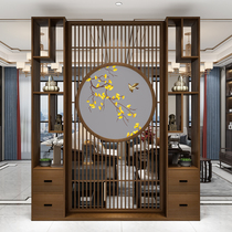 New Chinese screen partition living room entrance entrance shelf embroidery log simple modern decorative cabinet