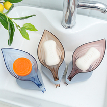 Creative leaf soap box Non-hole wall hanging suction cup soap holder toilet drain household personality cute storage