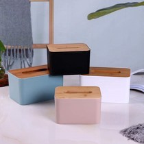  European-style modern dirt-resistant simple tissue box Restaurant living room meeting room car hotel bamboo and wood cover pumping carton