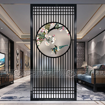 New Chinese flower grid art screen transparent frosted glass living room porch partition mobile bathroom dry and wet folding screen