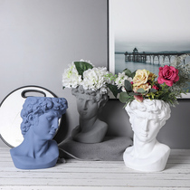Art portrait David sculpture fleshy green Roe Head ceramic flowerpot desktop decoration flower arrangement home Vase ornaments