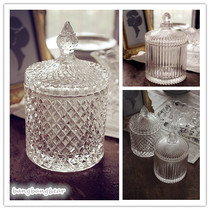 American retro Crystal Glass jar cookie jar storage tank storage tank